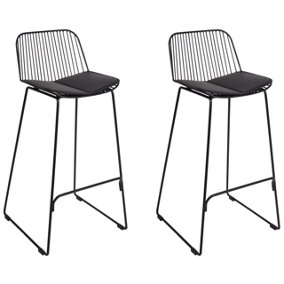 Set of 2 Metal Bar Chairs Black PENSACOLA