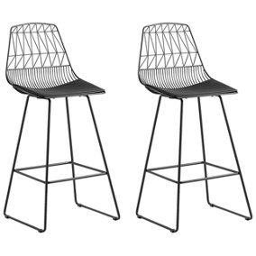 Set of 2 Metal Bar Chairs Black PRESTON