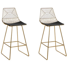 Set of 2 Metal Bar Chairs Gold BISBEE
