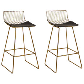 Set of 2 Metal Bar Chairs Gold FREDONIA