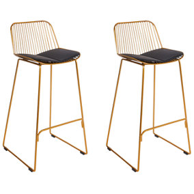 Set of 2 Metal Bar Chairs Gold PENSACOLA