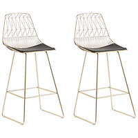 Set of 2 Metal Bar Chairs Gold PRESTON