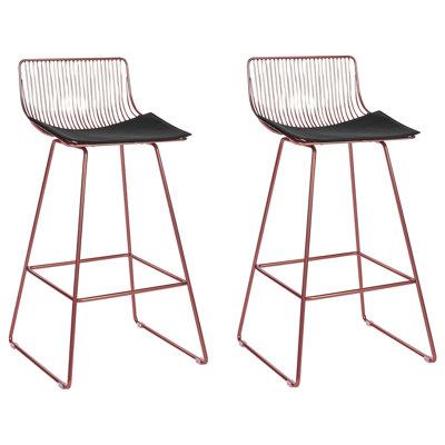 Set of 2 Metal Bar Chairs Rose Gold FREDONIA