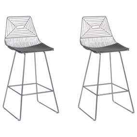 Set of 2 Metal Bar Chairs Silver BISBEE