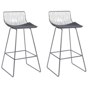 Set of 2 Metal Bar Chairs Silver FREDONIA