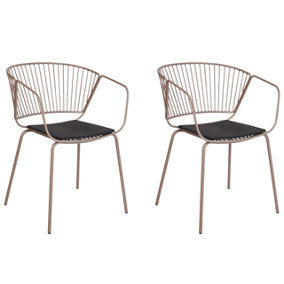 Set of 2 Metal Dining Chairs Beige RIGBY