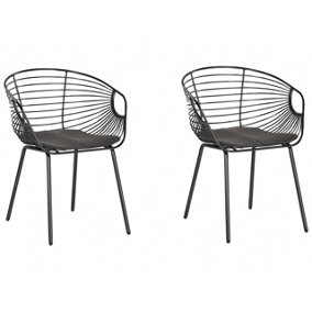 Set of 2 Metal Dining Chairs Black HOBACK