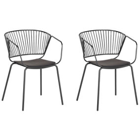 Set of 2 Metal Dining Chairs Black RIGBY