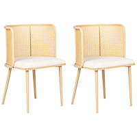 Set of 2 Metal Dining Chairs Light Wood KOBUK
