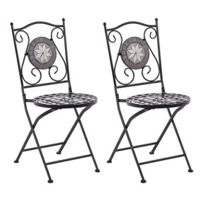 Set of 2 Metal Garden Chairs Black CARIATI