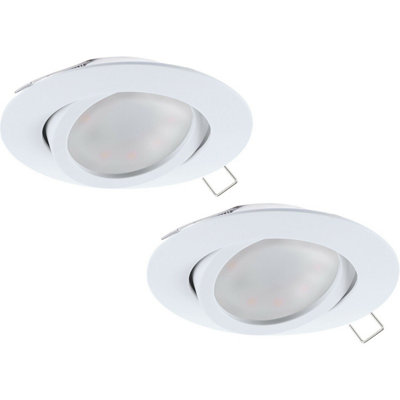 Set of 2 Modern Flush Downlights White Cast Aluminium with 5W GU10 Bulbs