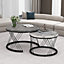 Set of 2 Modern Marble Design Round Coffee Table  Side Table