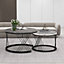 Set of 2 Modern Marble Design Round Coffee Table  Side Table