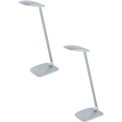 Set of 2 Modern Silver Touch Table Lamps with Dimming LED