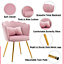 Set of 2 Modern Velvet Upholstered Accent Chair with Butterfly Pillow for Bedroom, Dining Room, Vanity, Cafe, Light Pink