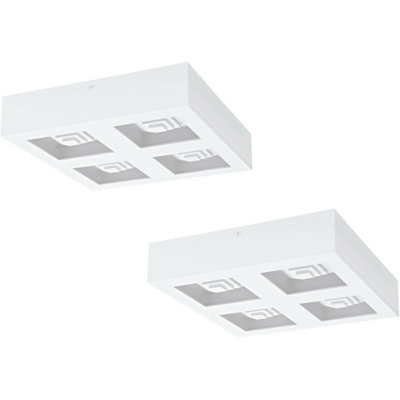 Set of 2 Modern White Box LED Ceiling and Wall Lights - 270mm x 270mm, 6.3W