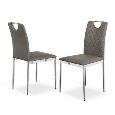 Set Of 2 Monza Faux Leather Dining Chair Modern Padded Seat Chrome Legs ...