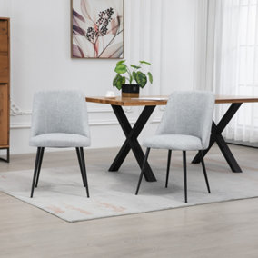 Set of 2 Morandi Fabric Dining Chairs - Light Grey