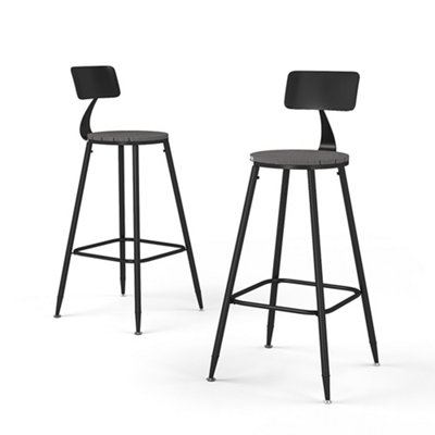 Set of 2 Morden Round Counter Height Garden Bar Stool with Backrest ...
