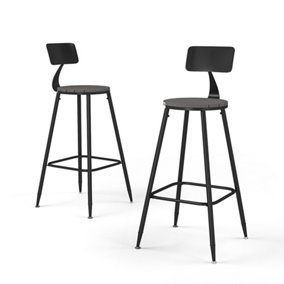 Set of 2 Morden Round Counter Height Garden Bar Stool with Backrest Grey 101cm