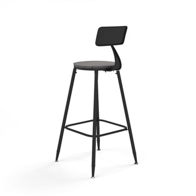 Set of 2 Morden Round Counter Height Garden Bar Stool with Backrest Grey 101cm