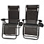 Set of 2 Multi Position Garden Gravity Relaxer Chair Sun Lounger with Sun Canopy in Black