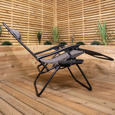 Set of 2 Multi Position Garden Zero Gravity Relaxer Chair Sun Lounger in Mixed Grey DIY at B Q