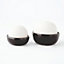 Set of 2 Natural Stone Humidifiers with Glazed Ceramic Bowl & Clay Balls for Bedroom or Living Room - 8.5cm & 11cm Diameter