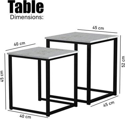 Set Of 2 Nested Marble Effect Tables With Metal Frame, Nesting Coffee Tables for Home