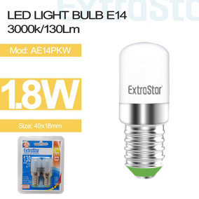 Set of 2 No Dimmable LED Mini Bulb E14, 1.8W, 3000K