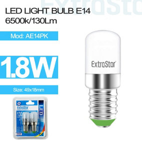 Set of 2 No Dimmable LED Mini Bulb E14, 1.8W, 6500K