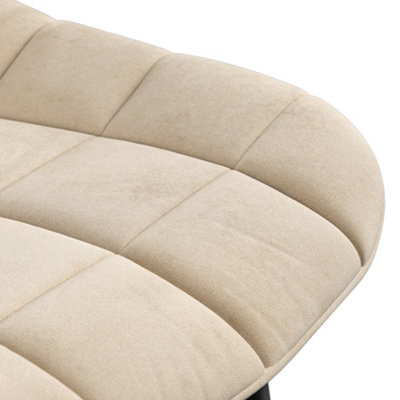 Set Of 2 Nova Modern Velvet Dining Chair Padded Seat Metal Legs Kitchen (Beige)