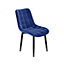 SET OF 2 NOVA MODERN VELVET DINING CHAIR PADDED SEAT METAL LEGS KITCHEN (Blue)