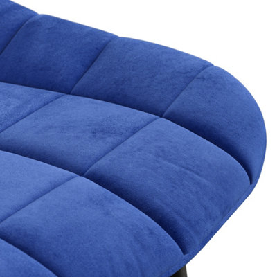 Set Of 2 Nova Modern Velvet Dining Chair Padded Seat Metal Legs Kitchen (Blue)