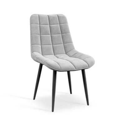 Set Of 2 Nova Modern Velvet Dining Chair Padded Seat Metal Legs Kitchen (Grey)