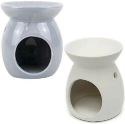 Set Of 2 Oil Burner Ceramic Tea Light Granules Tart Wax Aroma Home Gift Melts