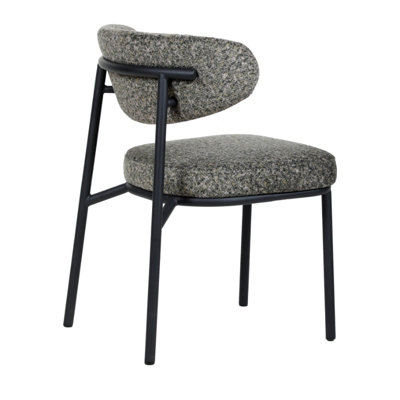 Set of 2  Olive Green Grey Dining Chairs with Black Metal Frame- D55xW57xH78cm, Seat height 48cm
