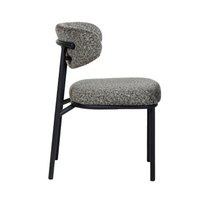 Set of 2  Olive Green Grey Dining Chairs with Black Metal Frame- D55xW57xH78cm, Seat height 48cm
