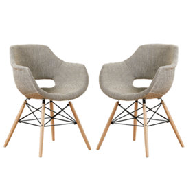 Set of 2 Olivia Fabric Dining Chairs Upholstered Dining Room Chair, Beige