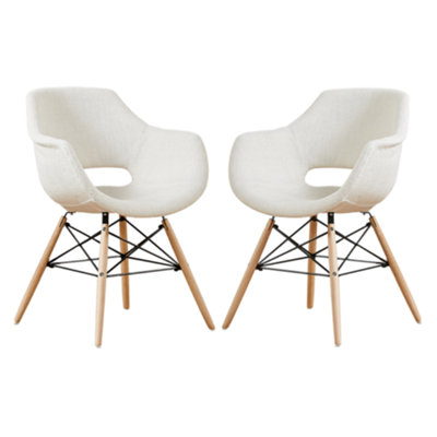 Set of 2 Olivia Fabric Dining Chairs Upholstered Dining Room Chair, Cream