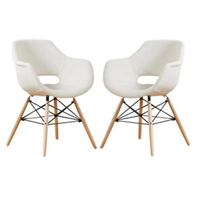 Set of 2 Olivia Fabric Dining Chairs Upholstered Dining Room Chair, Cream