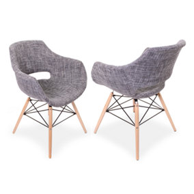 Set of 2 Olivia Fabric Dining Chairs Upholstered Dining Room Chair, Grey