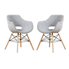 Set of 2 Olivia Fabric Dining Chairs Upholstered Dining Room Chair, Light Grey