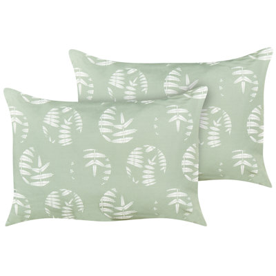 Set of 2 Outdoor Cushions ALASSIO 40 x 60 cm Green Plant Pattern