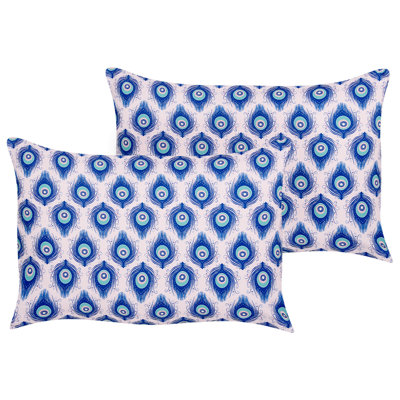 Set of 2 Outdoor Cushions CERIANA Animal Pattern 40 x 60 cm Blue
