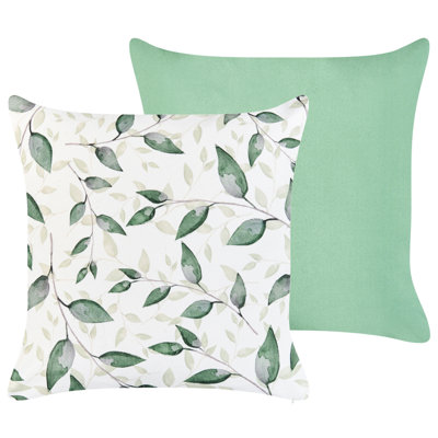 Set of 2 Outdoor Cushions FLYLEAF Plant Pattern 45 x 45 cm Green