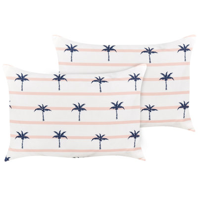 Set of 2 Outdoor Cushions MOLTEDO Striped 40 x 60 cm White