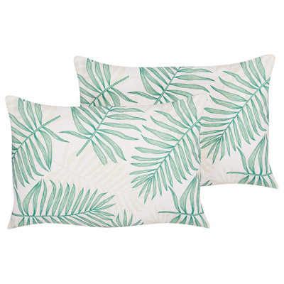Set of 2 Outdoor Cushions POGGIO Plant Pattern 40 x 60 cm Green
