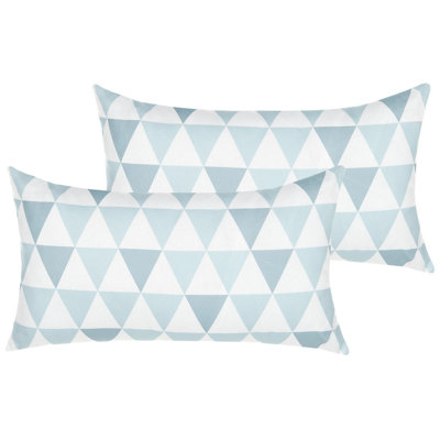 Set of 2 Outdoor Cushions TRIFOS Geometric Pattern 40 x 70 cm Blue