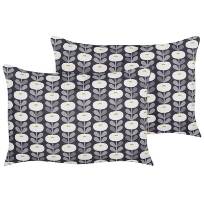 Set of 2 Outdoor Cushions VALSORDA Geometric Pattern 40 x 60 cm Grey
